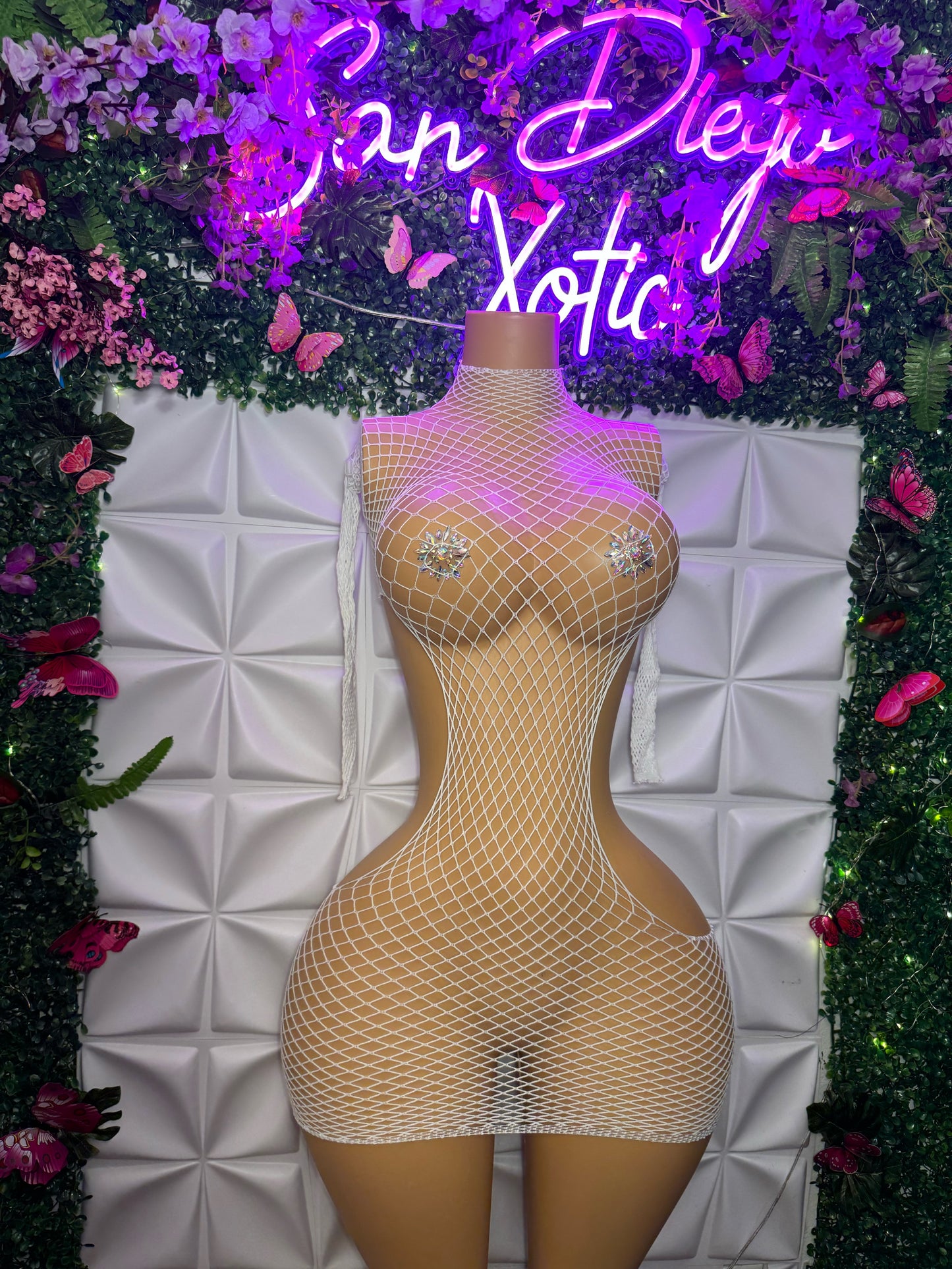 Lex — Hollowed Out Sides Fishnet Dress Fits XS-L
