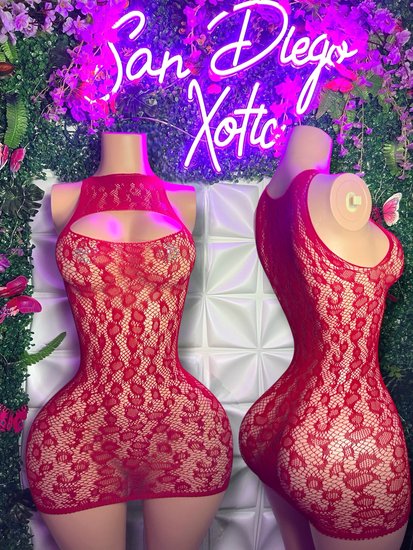 Royalty Cheetah Fishnet Plain or Stoned Heart Design Dress Fits XS-L Romper XS-M