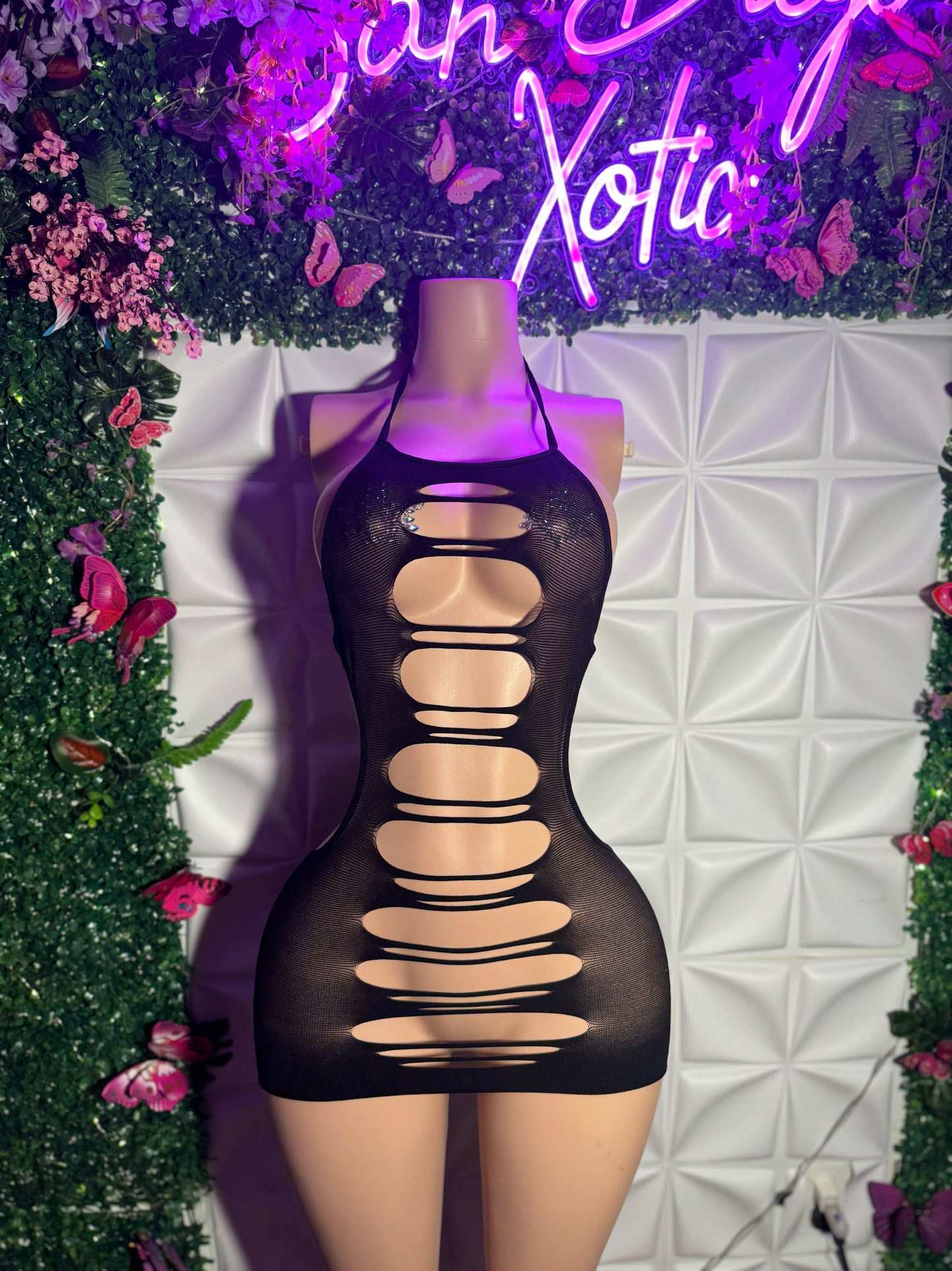 Seductress Cut Out Mesh Dress Fits XS-L