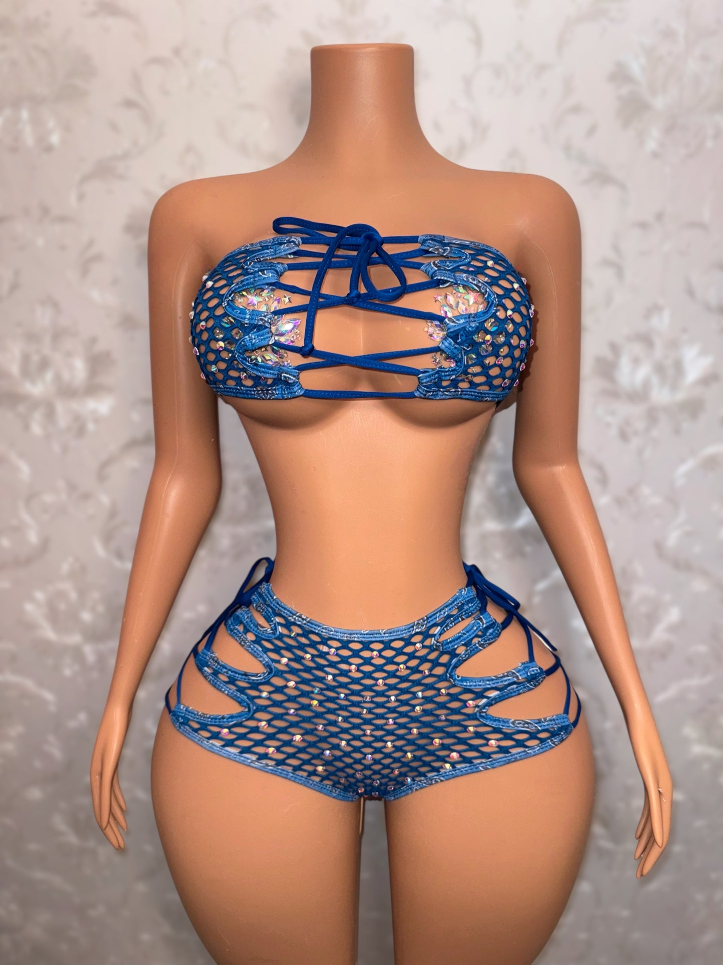 Blueface Bonnie Net Shorts Set Fits XS-L