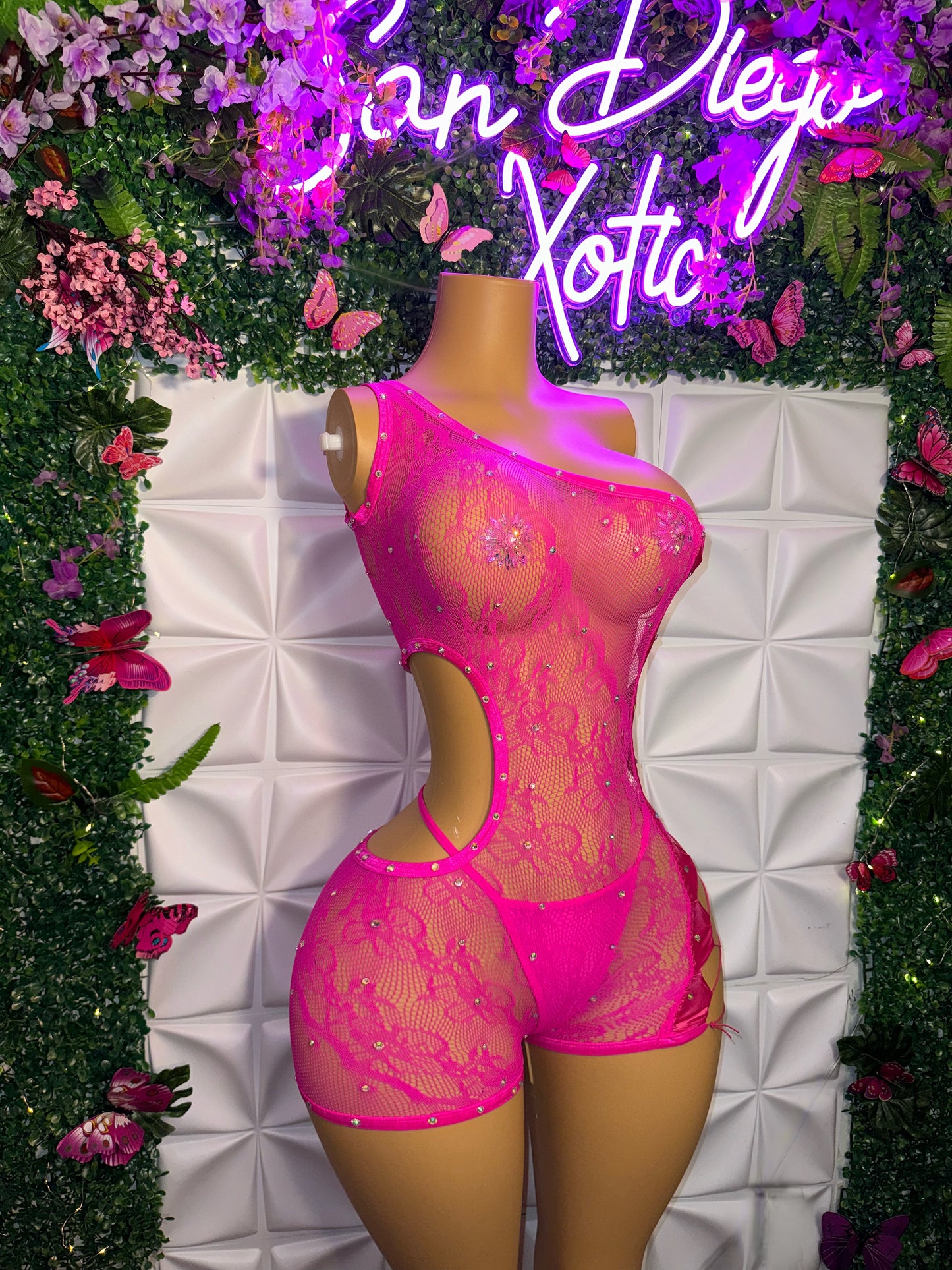 XTC Fishnet Romper Set with Thong Fits XS-L