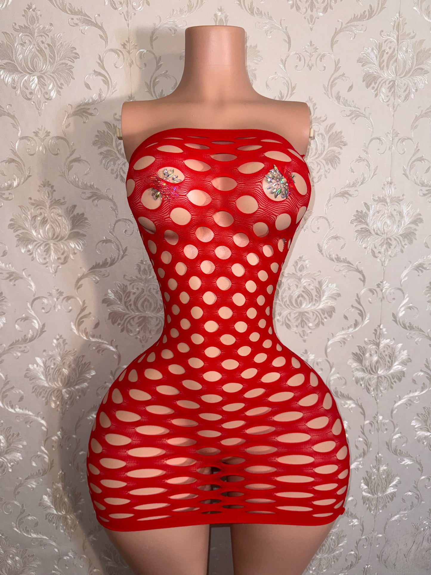 Money Maker Fishnet Dress Fits XS-XL