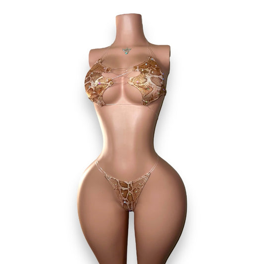 Africa Champagne Snakeskin Bikini