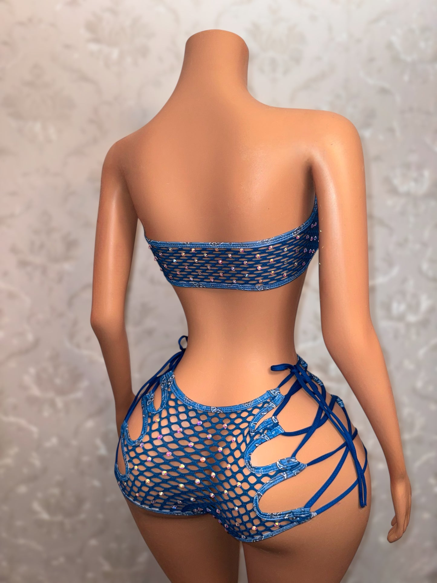 Blueface Bonnie Net Shorts Set Fits XS-L