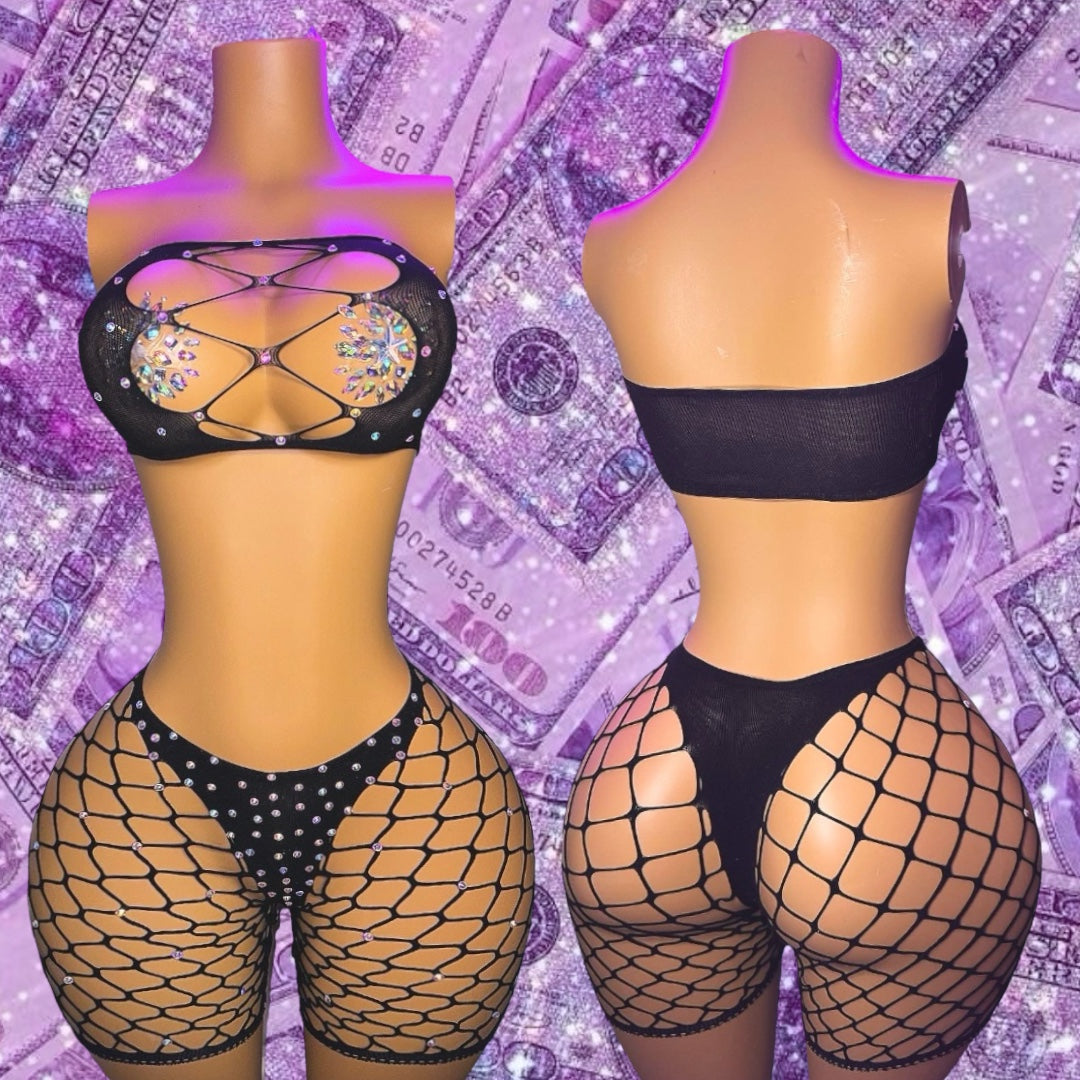 Destiny — Fishnet Shorts Set Fits All Sizes
