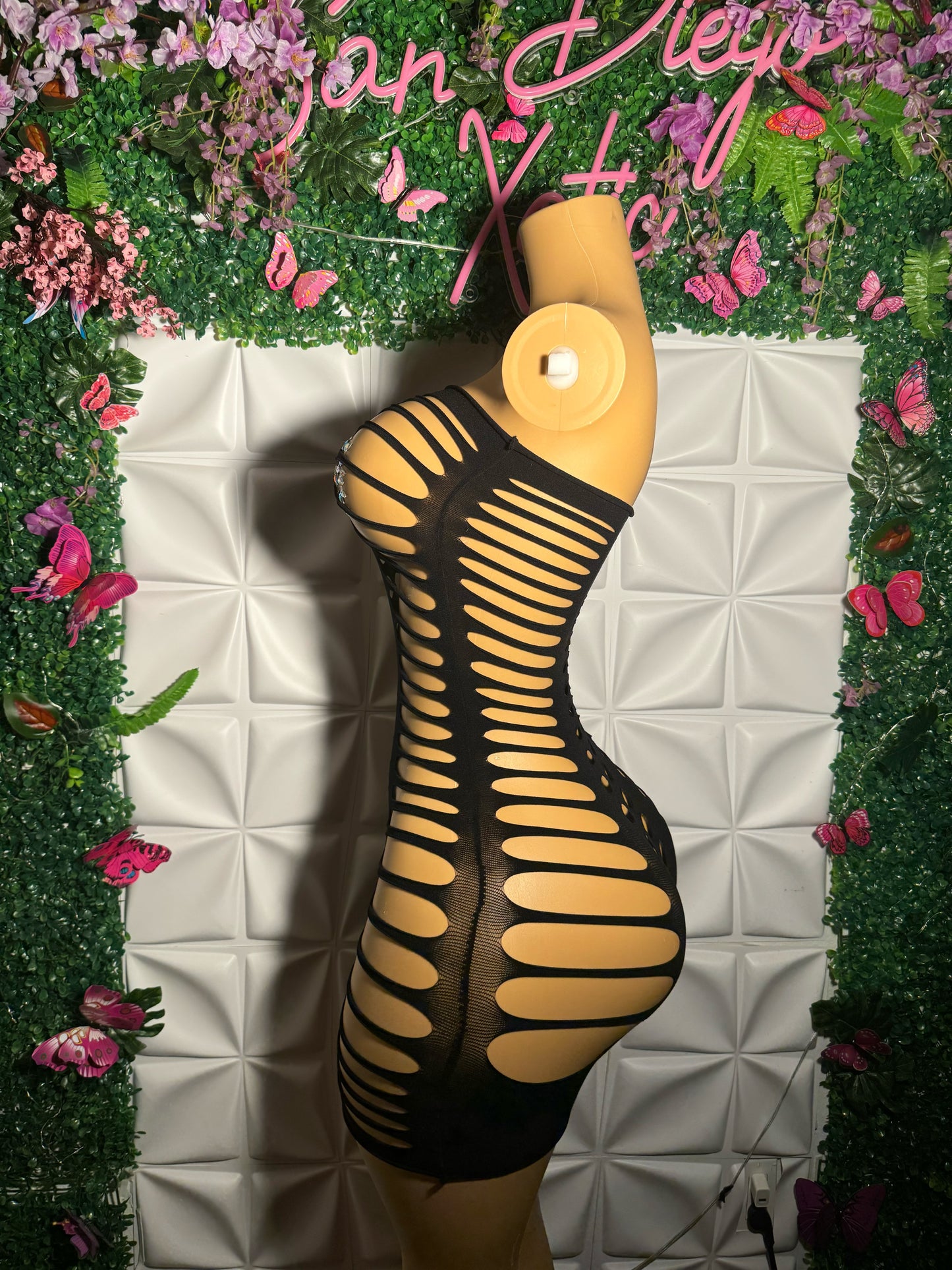 Monique Fishnet Slits Romper Fits XS-L and Dress Fits All