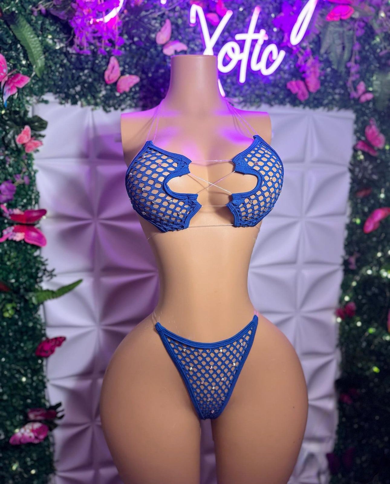 Ravyn Fishnet Clear Cord 2 Piece Bikini