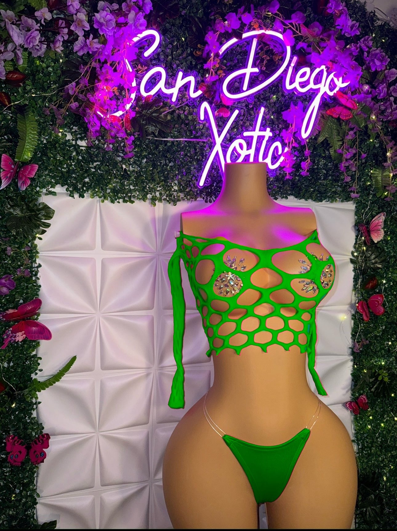 Stella — 2 Piece Pothole Top and Thong Set Fits XS-XL