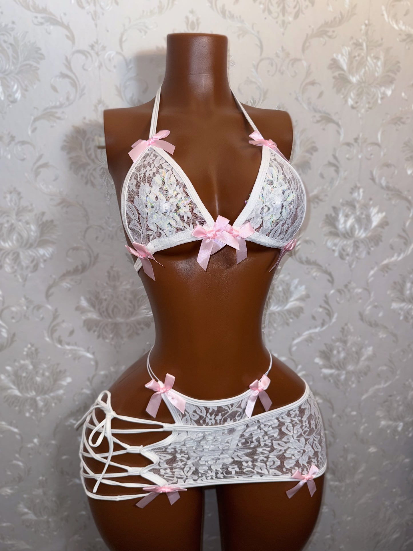 Lychee White Lace 3 Piece Skirt Set Fits XS-M