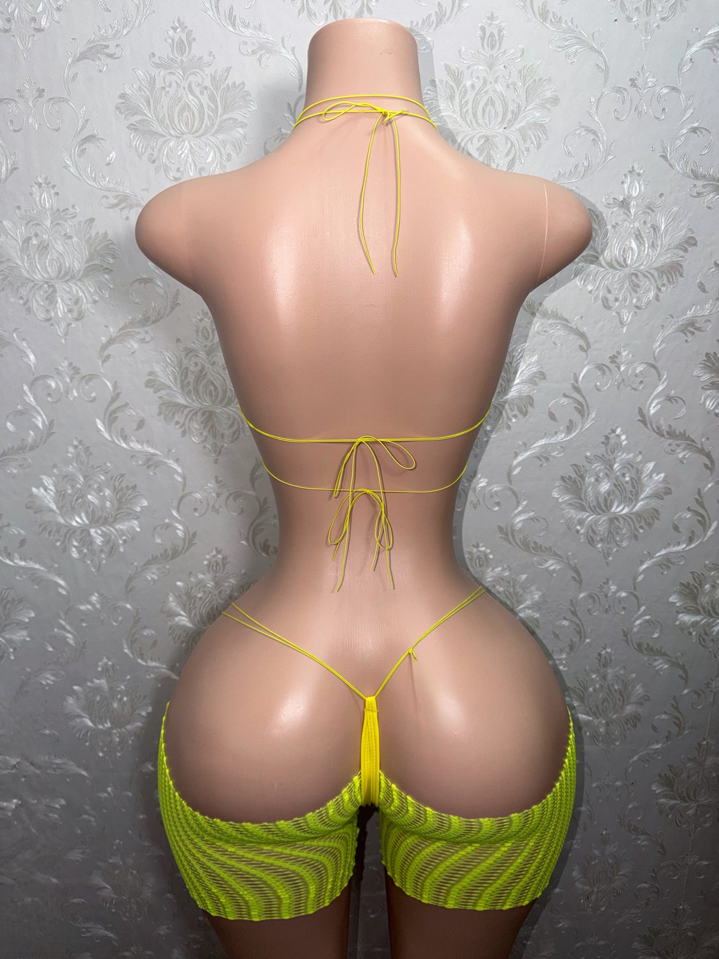 Jayda — 3 Piece Bikini Set with Cut Off Fishnets