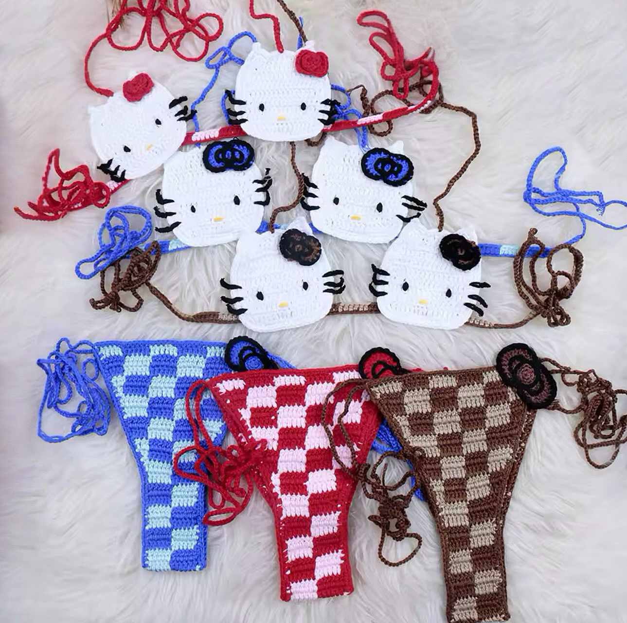Hello Kitty Crochet Bikini Fits XS-XL