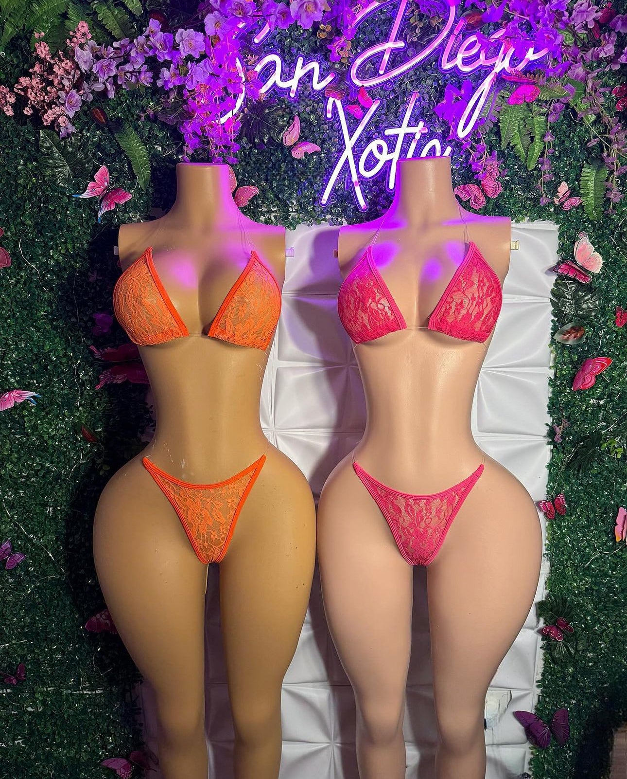 Nudist Floral Lace 2 Piece Classic Triangle Bikini