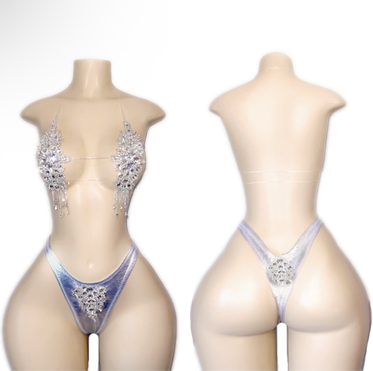 High Priestess — Birthday Crystal Diamond Bikini Set with Full Coverage Thong