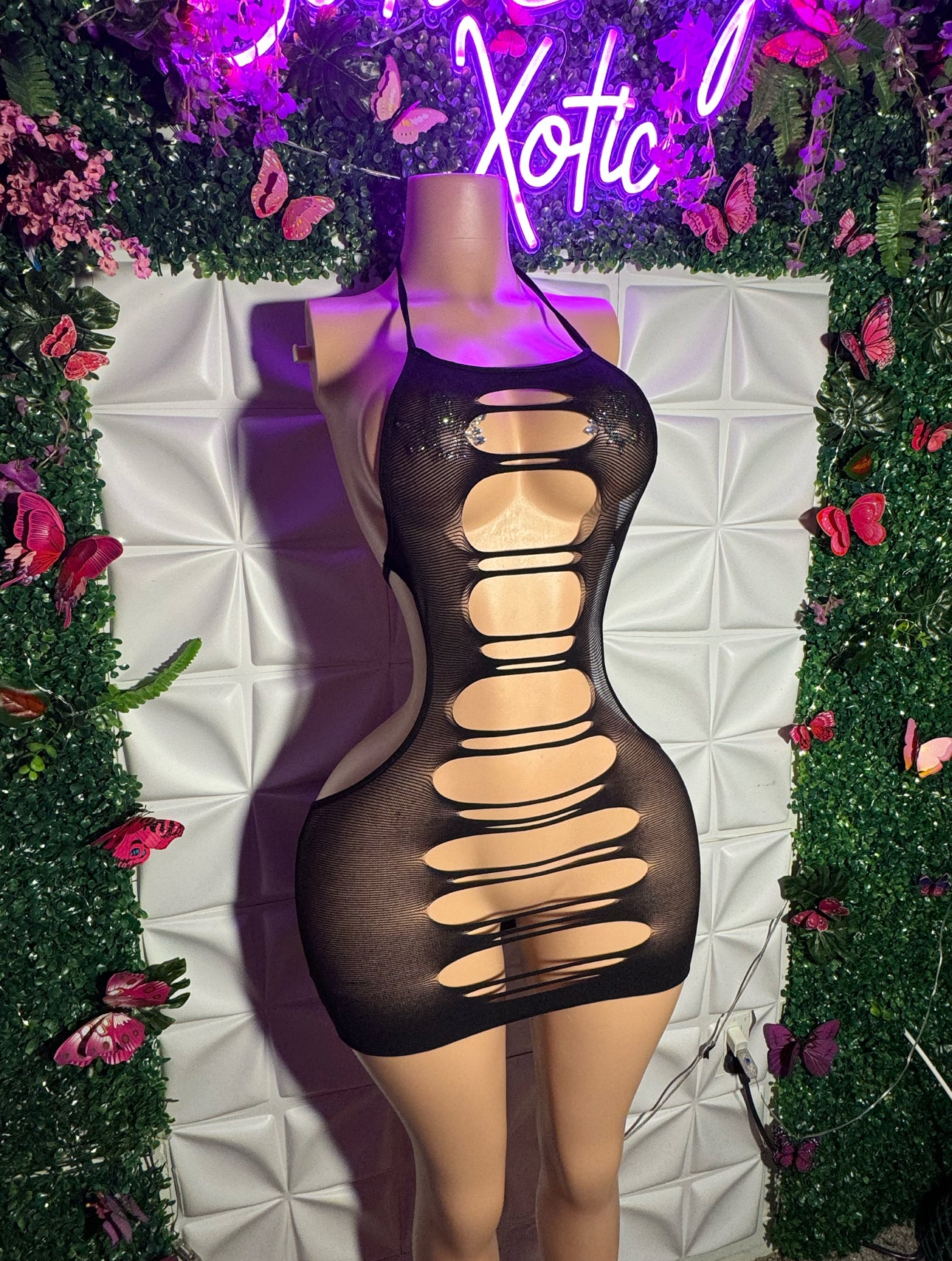 Seductress Cut Out Mesh Dress Fits XS-L
