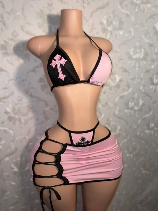 Original Alabama Barker 3 Piece Skirt Set with Adjustable Thong