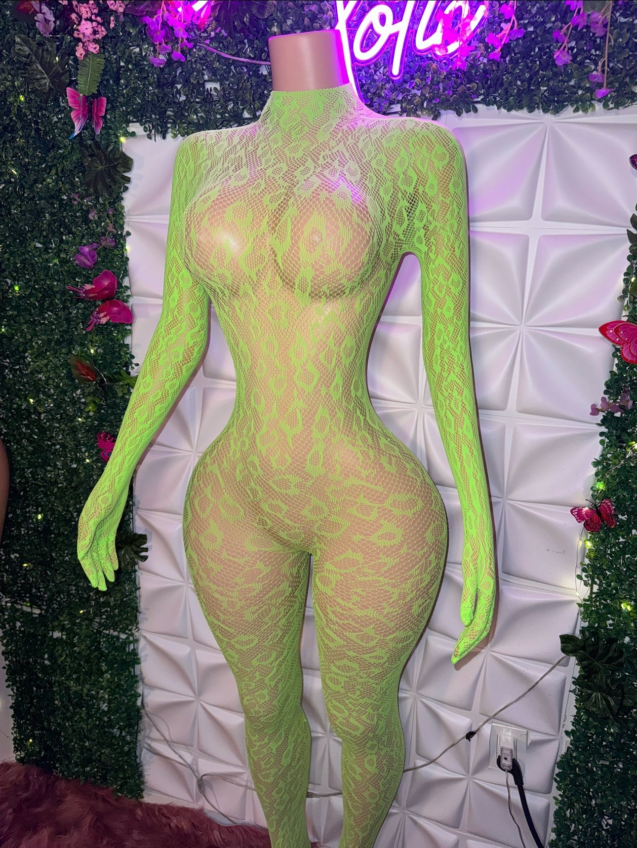 Sherice — Cheetah Fishnet Bodystocking and Clubwear Fits All Sizes