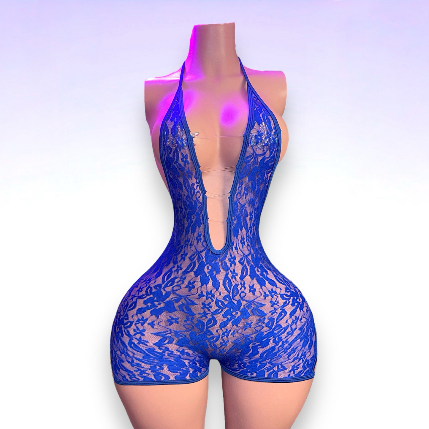 Sulani Lace Fishnet Romper Fits XS-L