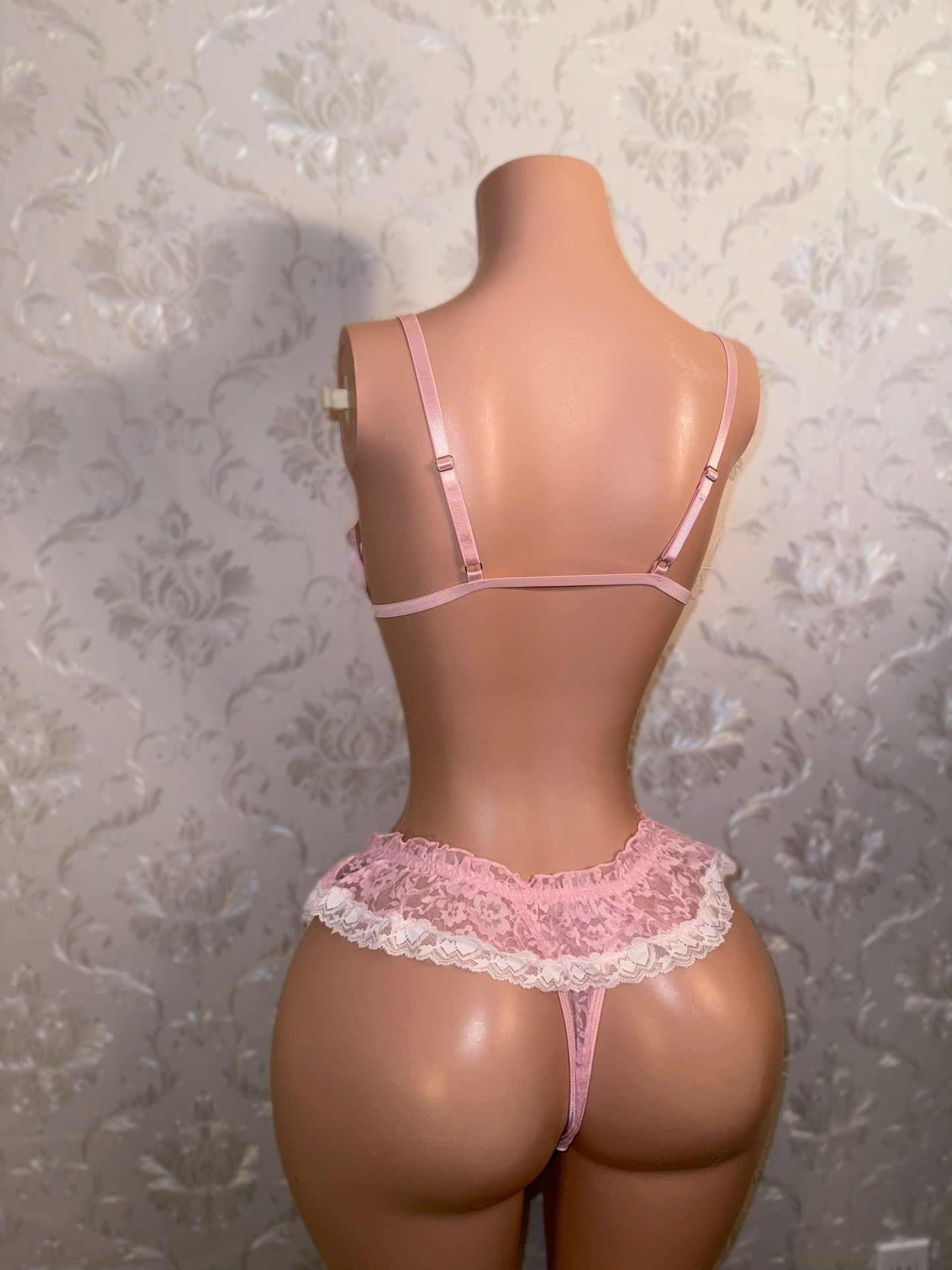 Sugar Baby Ruffle Trim 2 Piece Lace Bikini with Micro Skirt Thong
