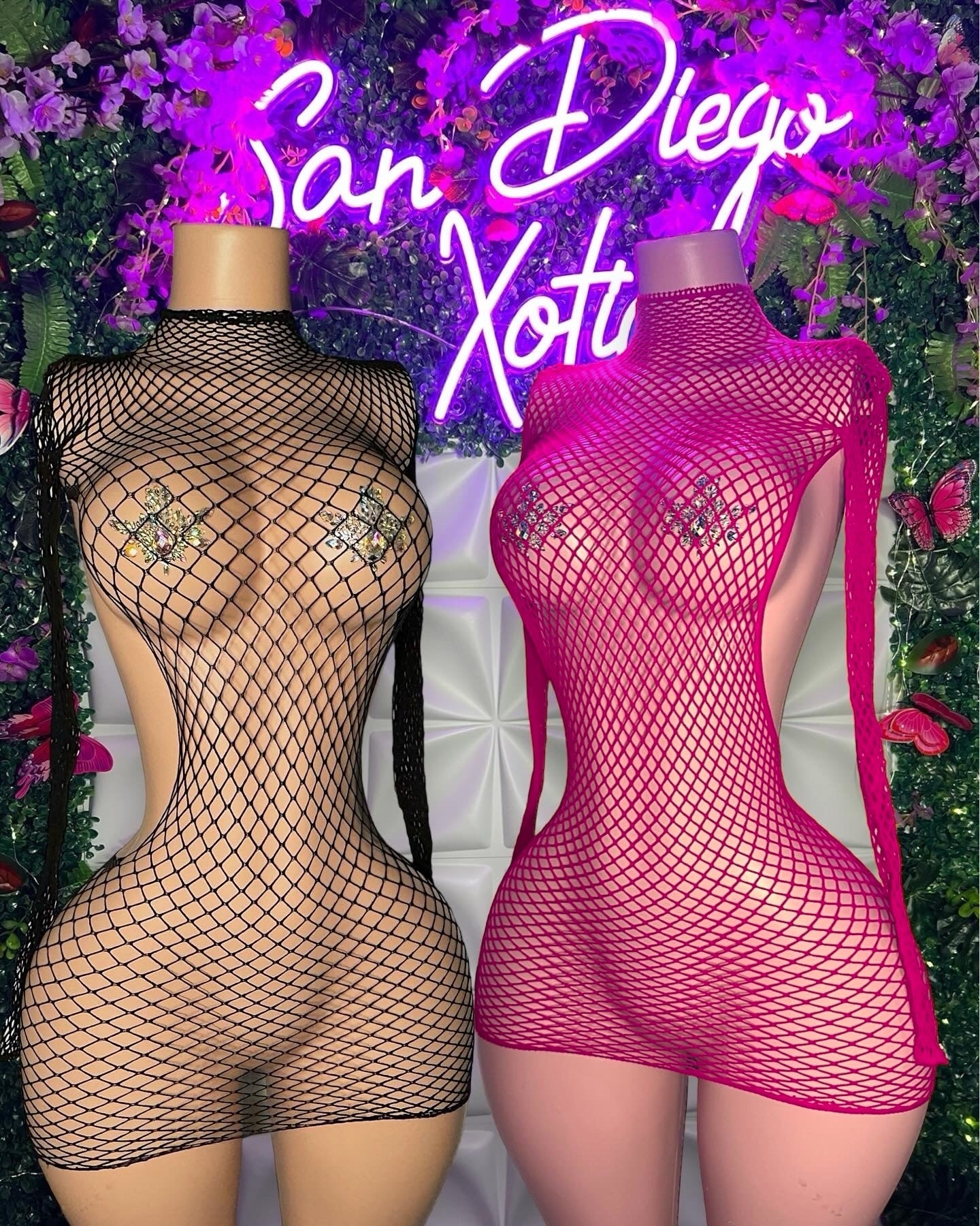 Lex — Hollowed Out Sides Fishnet Dress Fits XS-L
