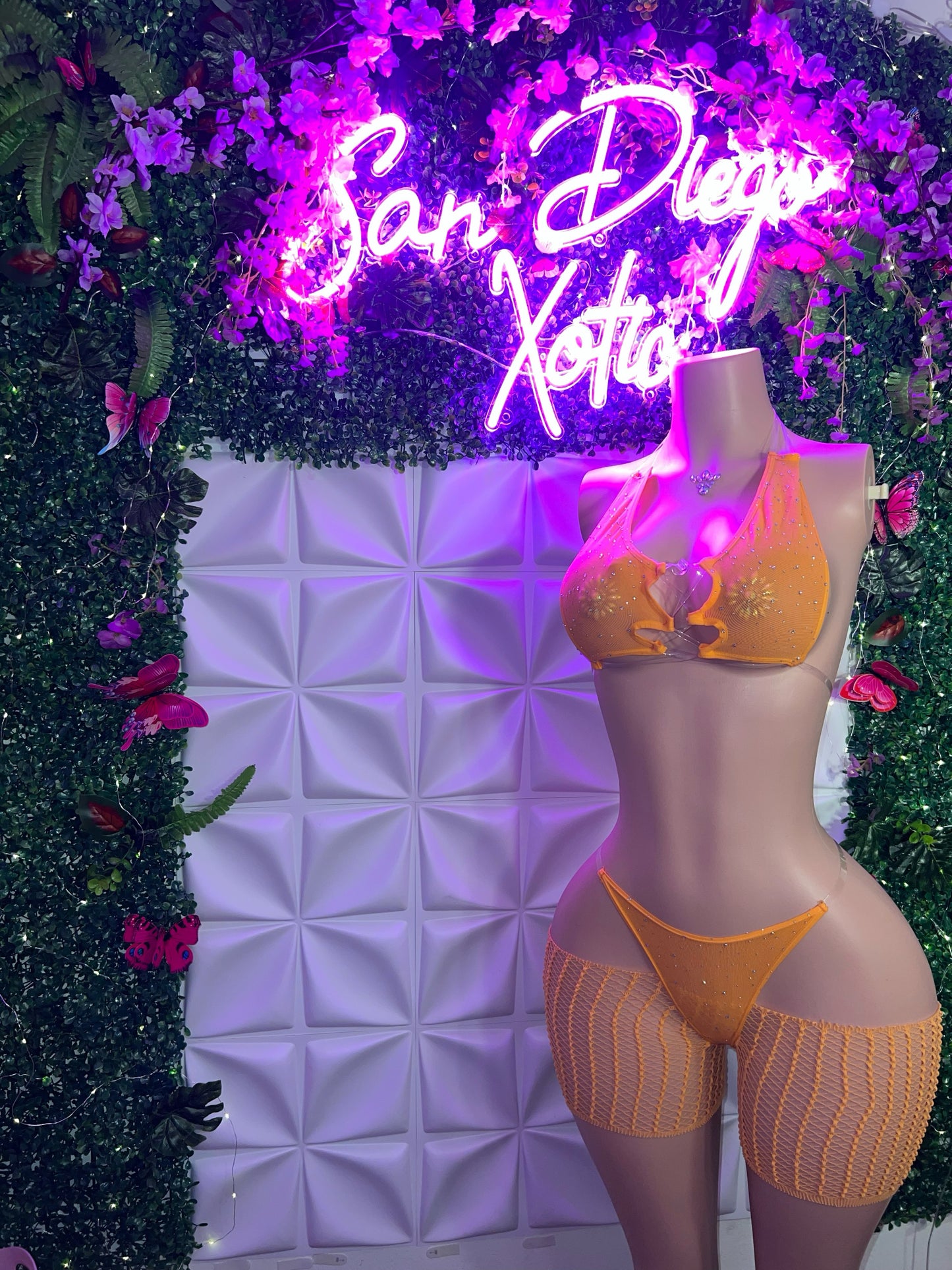 Kehlani Bedazzled Halter Mesh 3 Piece Set