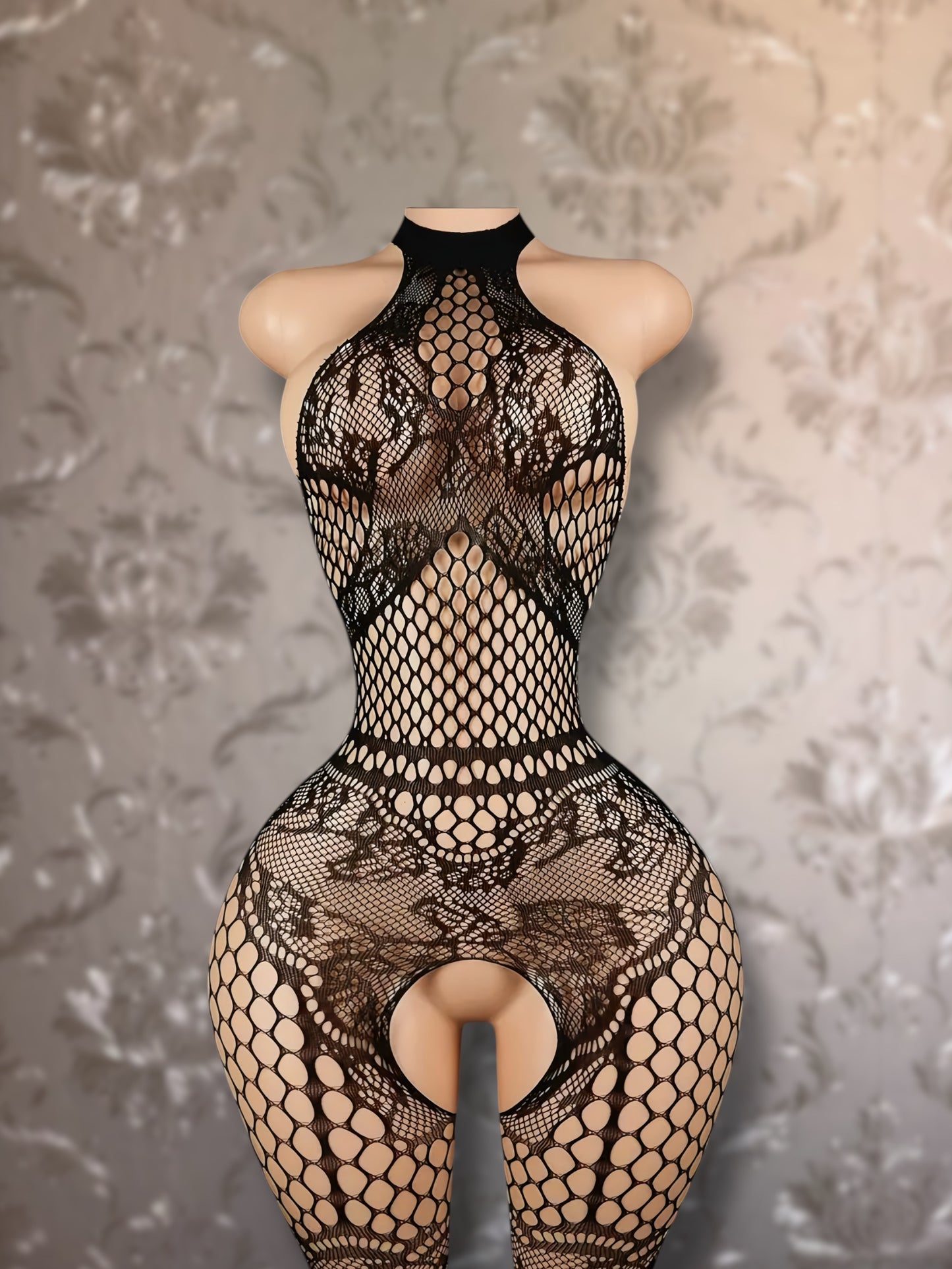 Lacey — Lace Fishnet Romper Fits XS-L