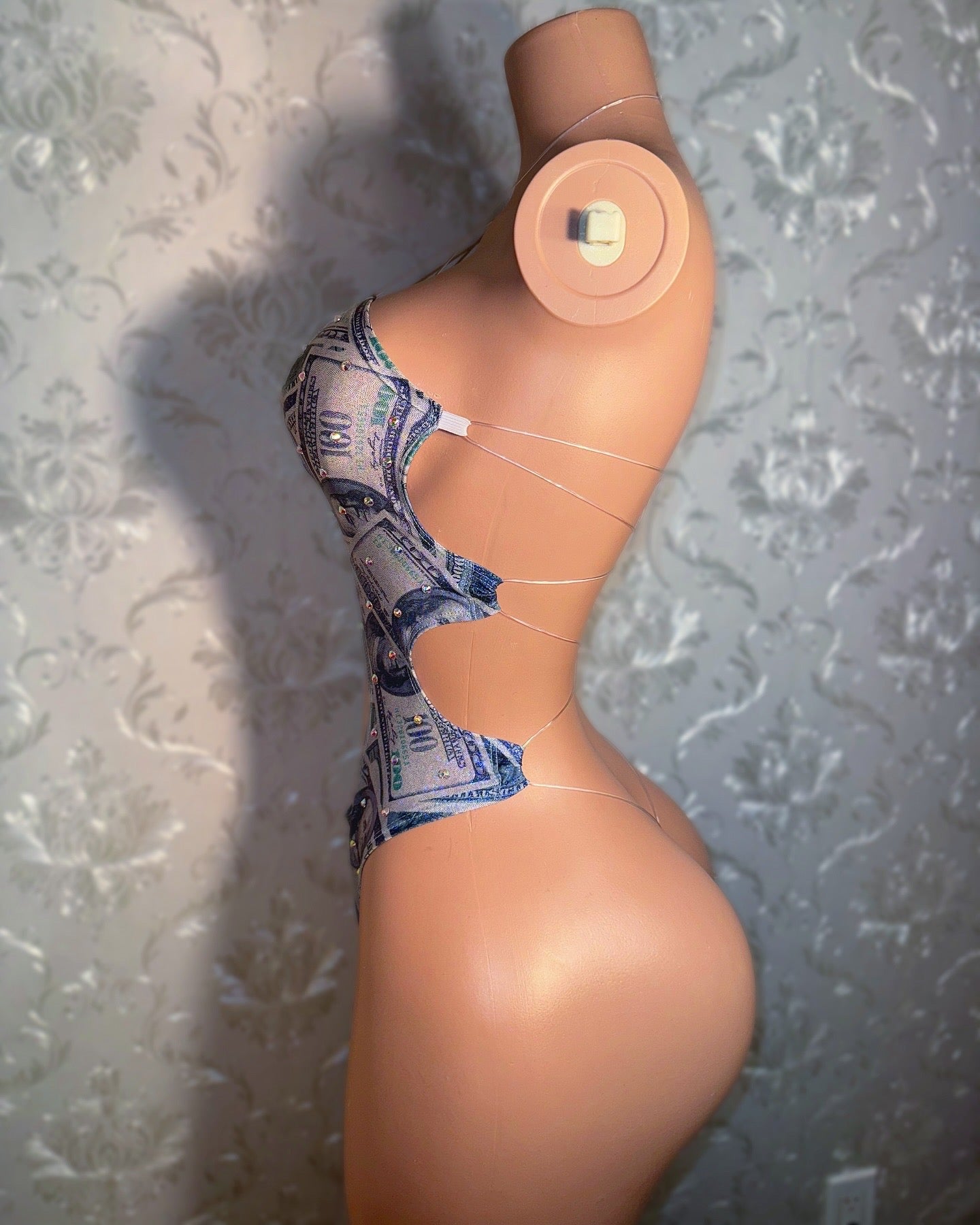 CREAM Collection Metallic Money Print One Piece in Blue