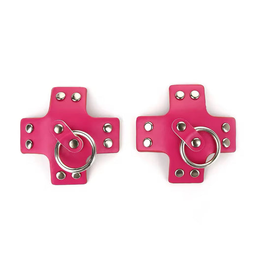Heavy Metal Pasties Studded Leather Cross with O-Ring