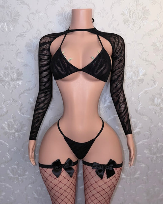 Zebra Mesh Kini 4 Piece Set Fits XS-L
