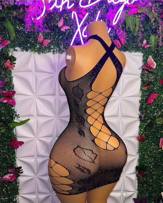Kiss Kiss Fishnet Romper & Dress Fits XS-XL
