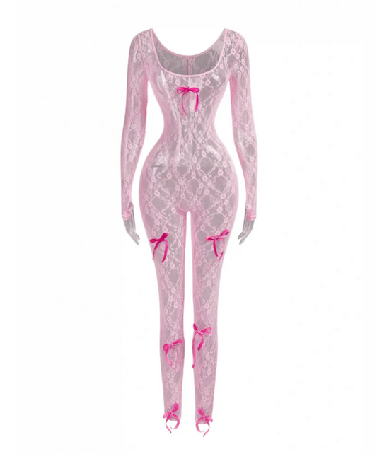 Pretty Posh Lace Jumpsuit with Bows