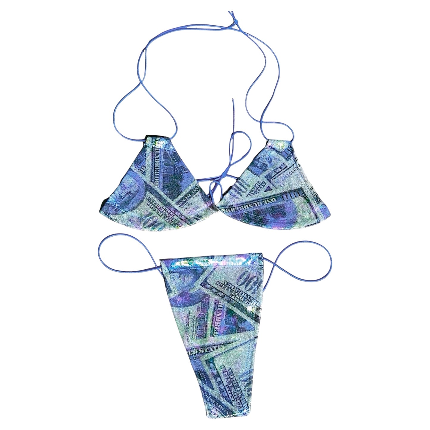Money Piece — CREAM Collection Holographic and Metallic Money Print Bikini