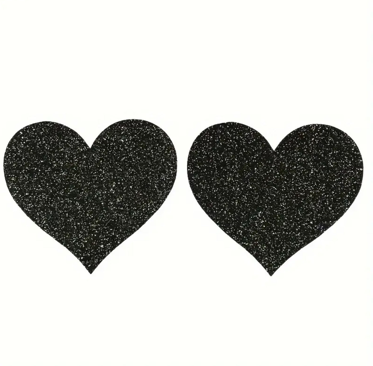 Glitter Pasties Black Hearts