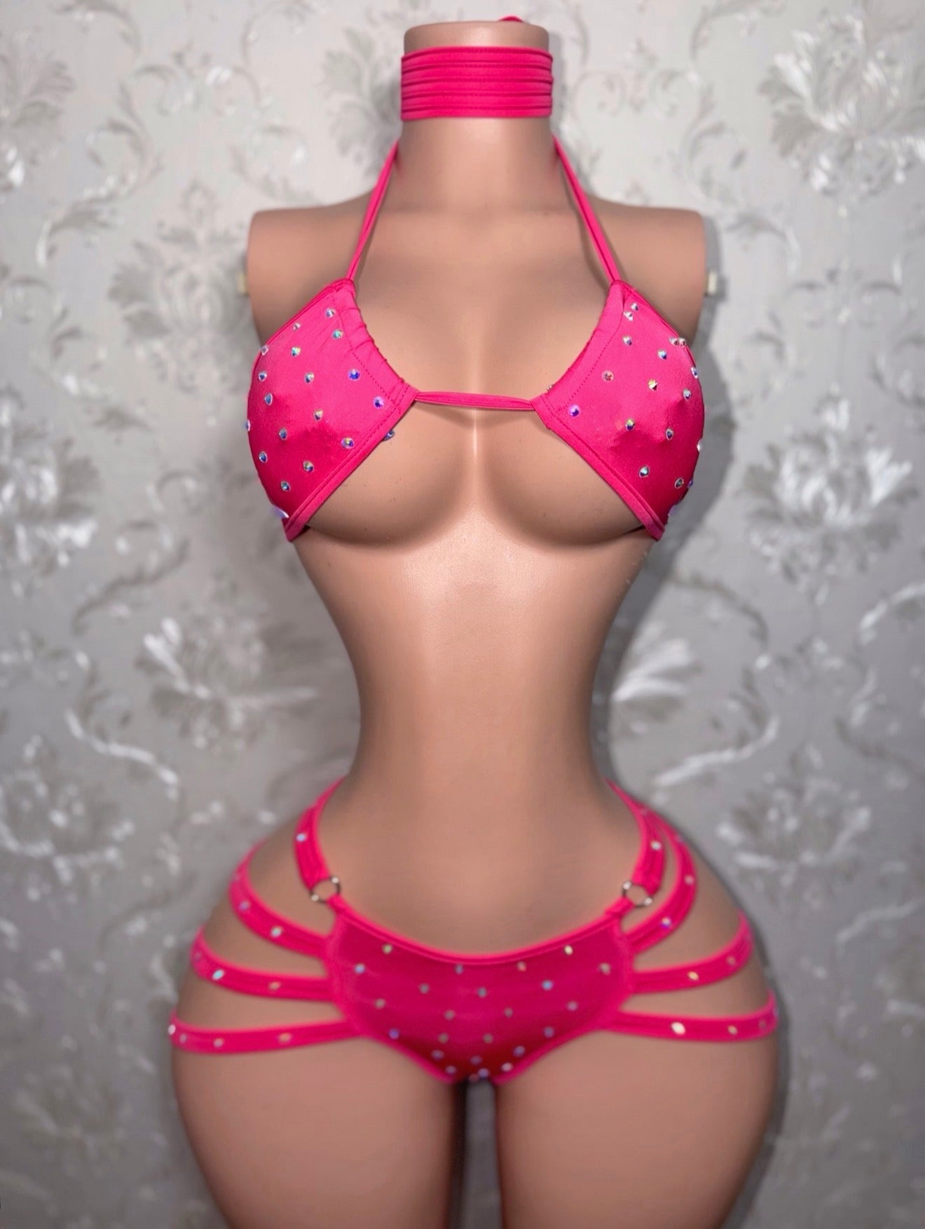 Georgia Peach 2.0 + Teyana Fishnet Dress 3 Piece Set Fits S-M