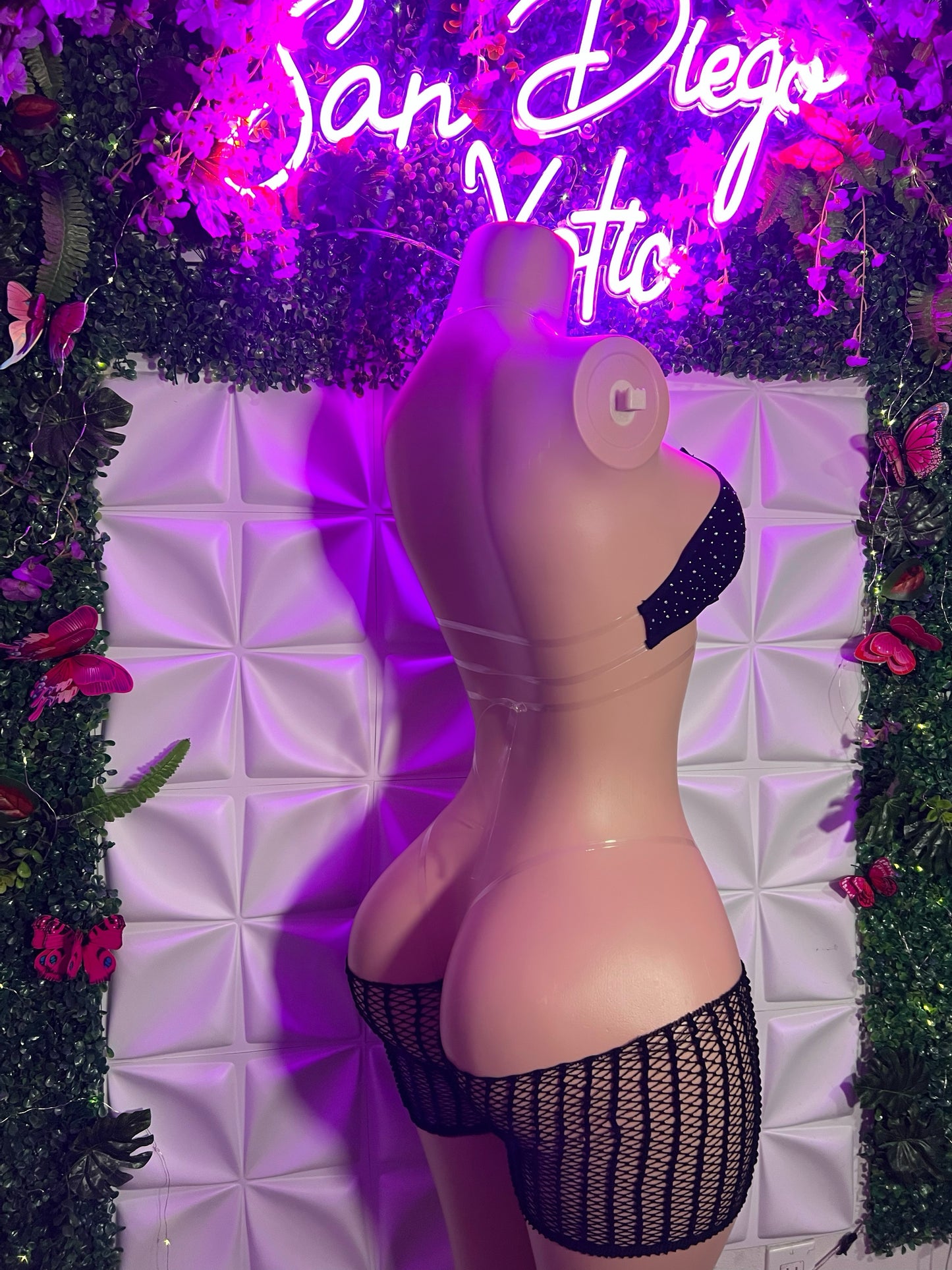 Riyah 3 Piece Set Rhinestone Mesh Kini with Cut-Off Fishnets Fits S-XL