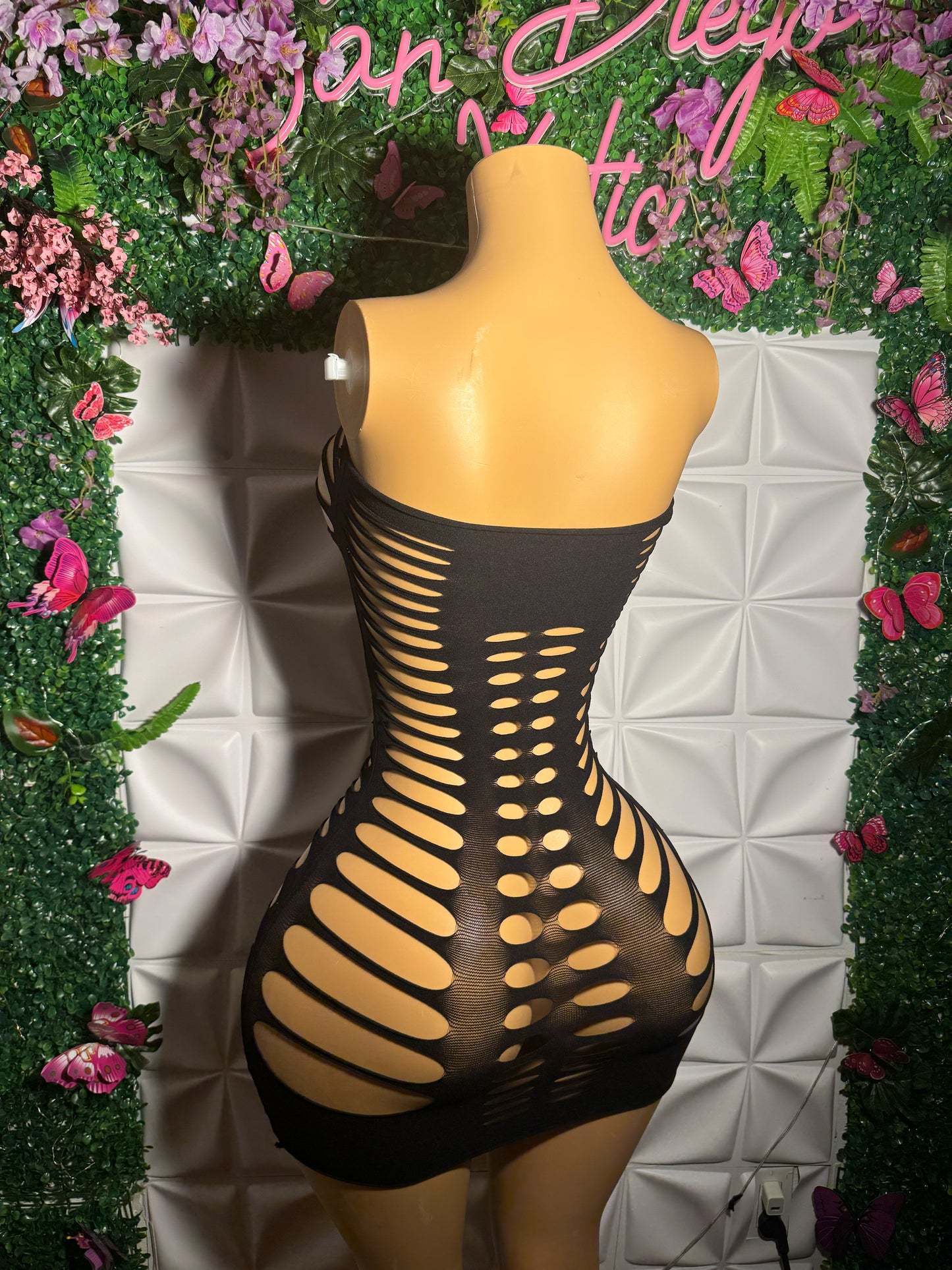Monique Fishnet Slits Romper Fits XS-L and Dress Fits All