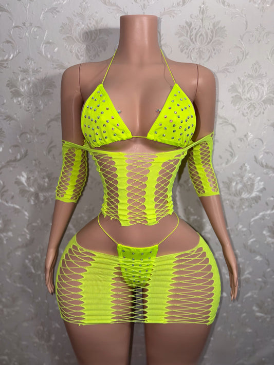 Karma Electra 4 Piece Fishnet Skirt Set Fits XS-L