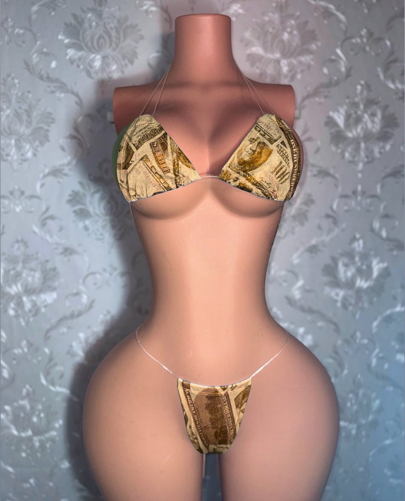 Money Piece — CREAM Collection Holographic and Metallic Money Print Bikini