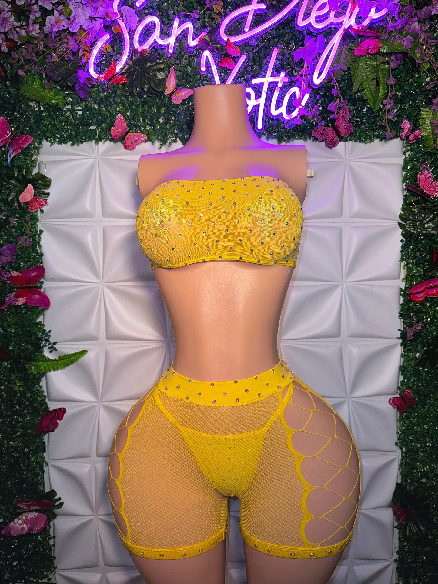 Majesty Rhinestone Bralette Shorts Set Fits XS-L