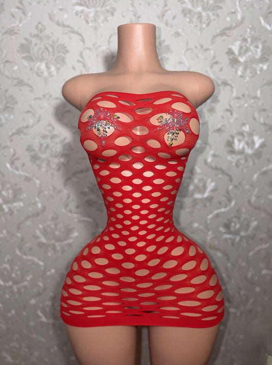 Money Maker Fishnet Dress Fits XS-XL