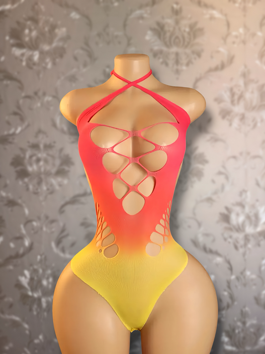 Charmander Ombré Fishnet Bodysuit Fits XS-L