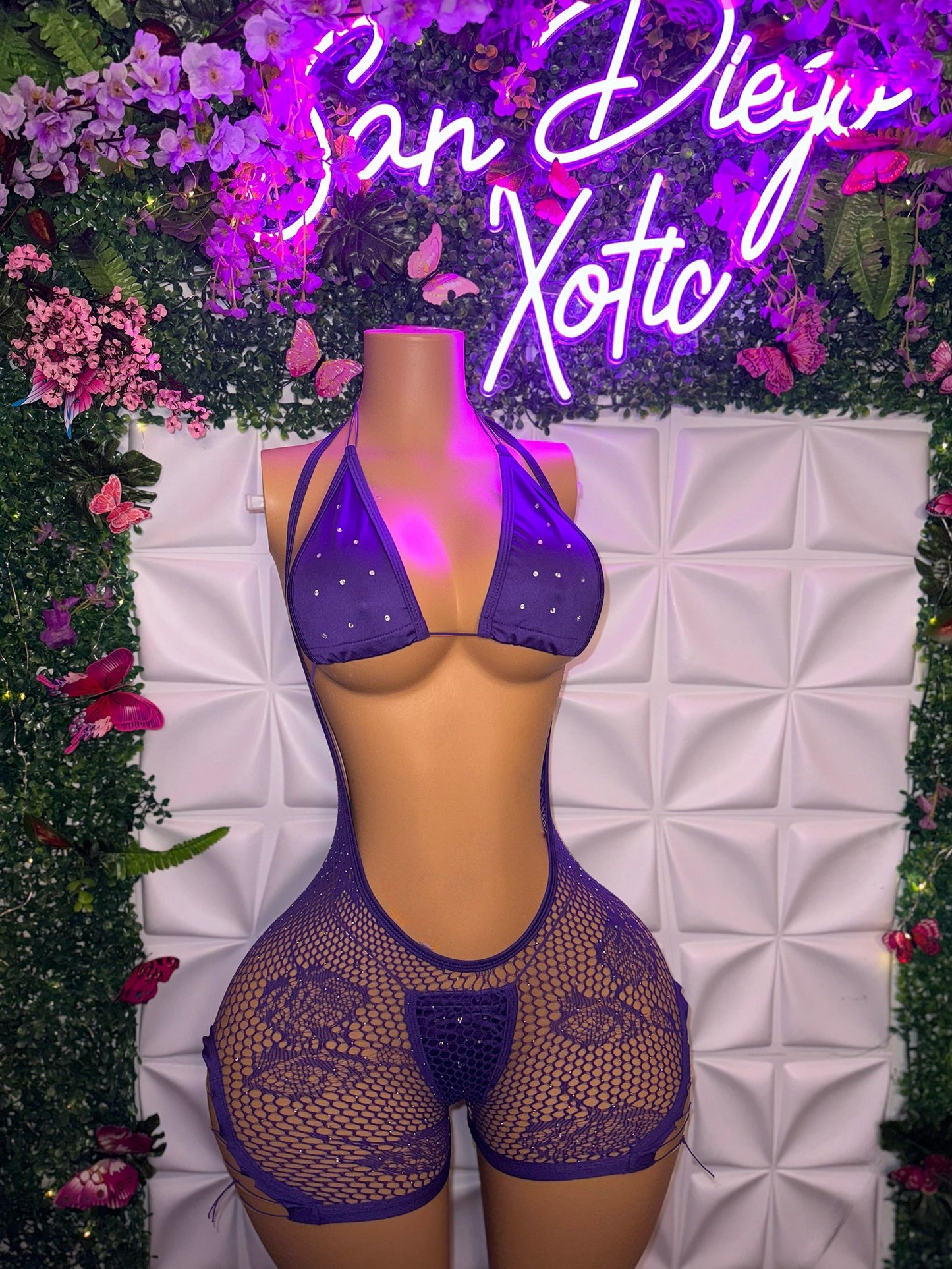 Plain Jane — Fishnet 3 Piece Overall Set Now With Larger Stone Bikini Fits XS-L