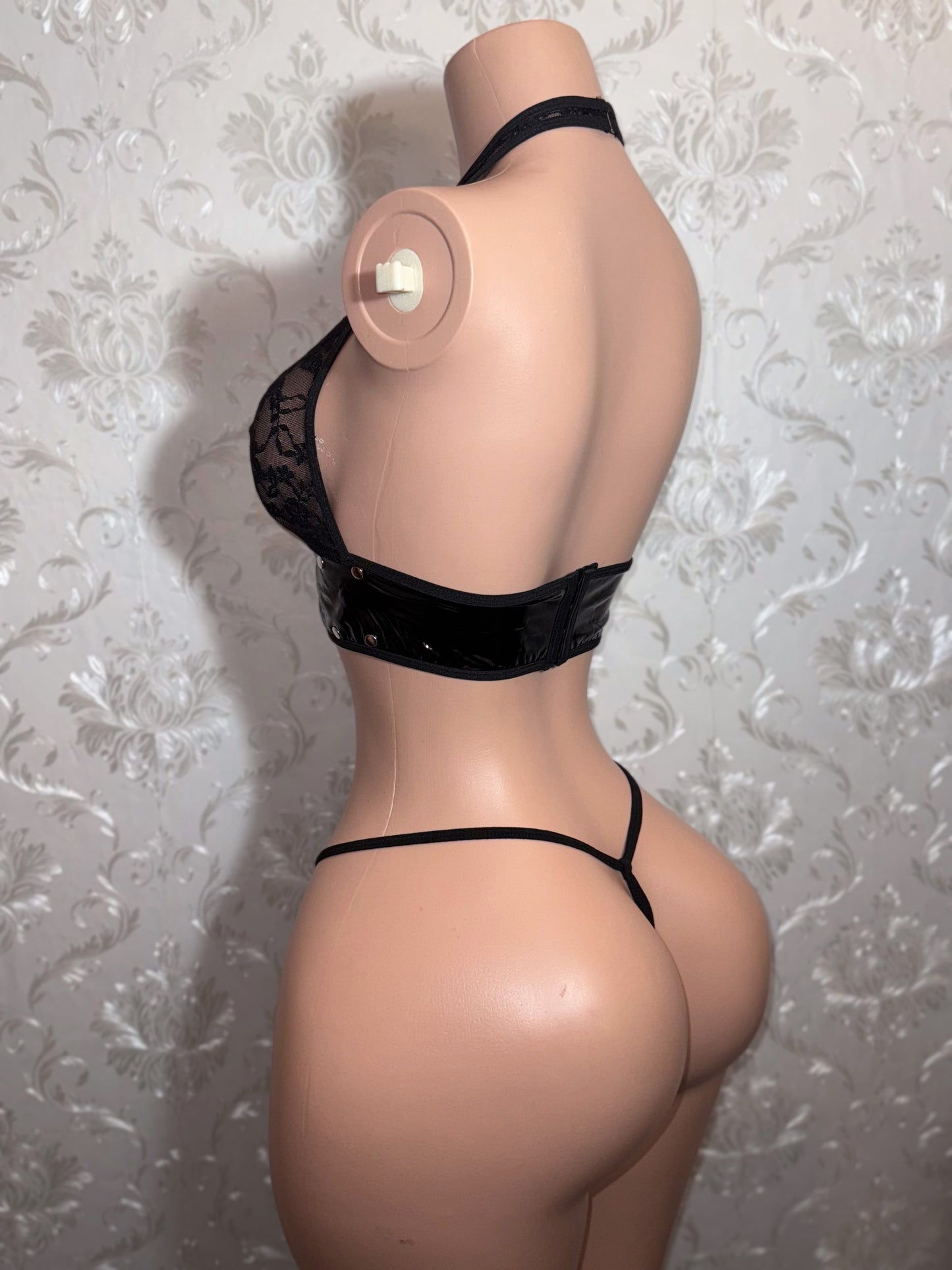 Matrix — Black Latex and Lace 2 Piece