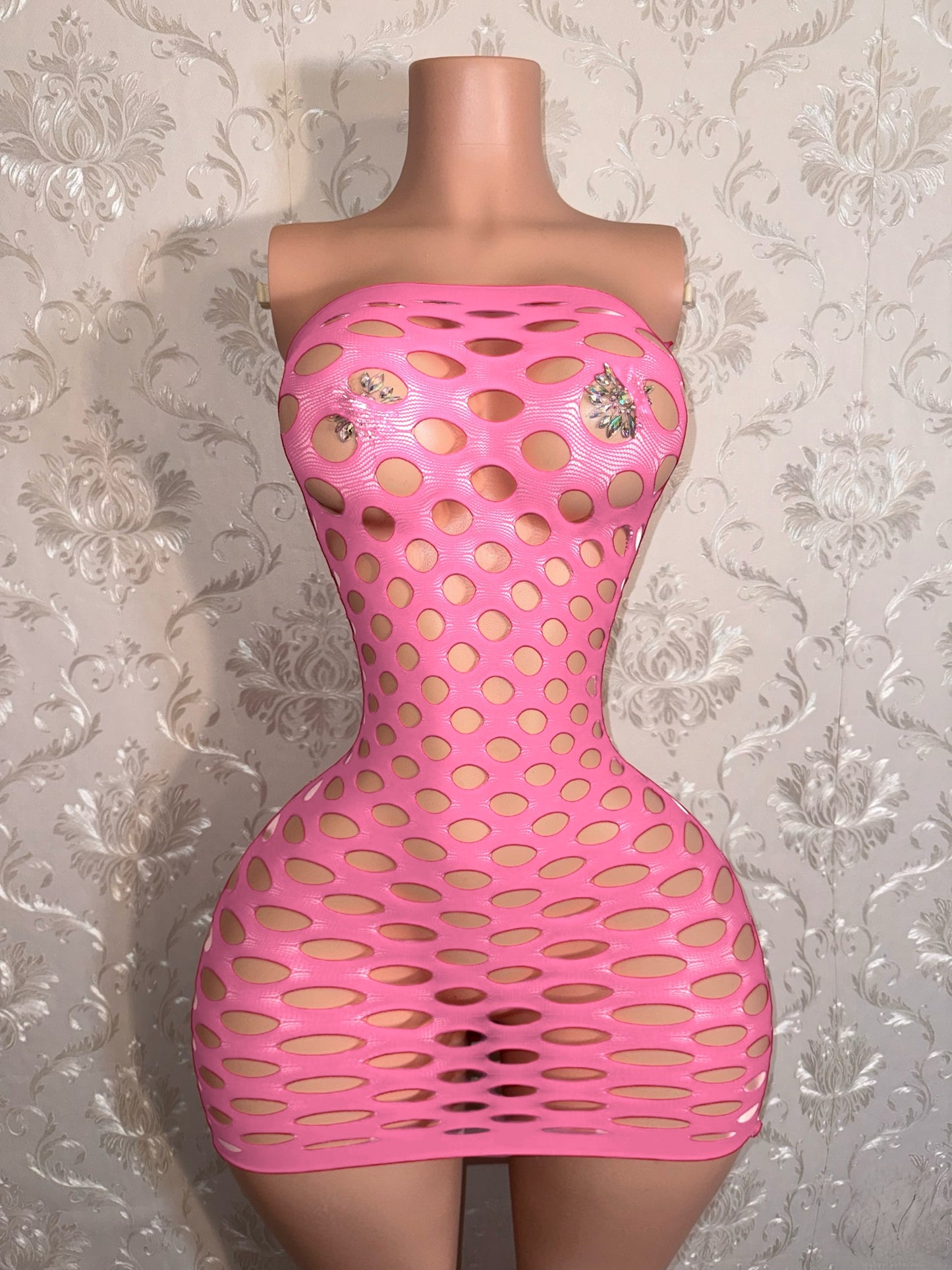 Money Maker Fishnet Dress Fits XS-XL