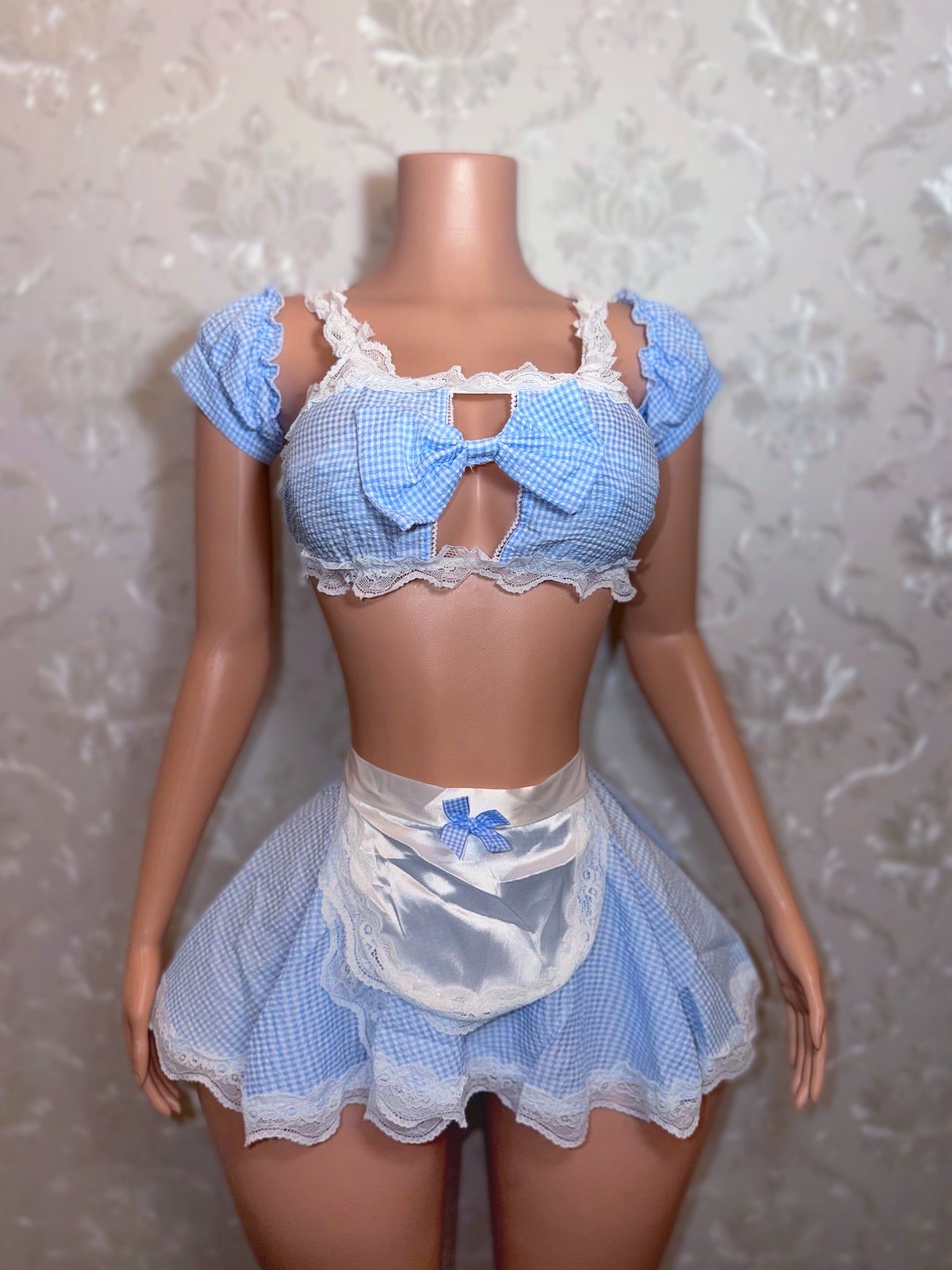 Sexy Dorothy 5 Piece Skirt Set Includes Headband & Garter Optional Thong