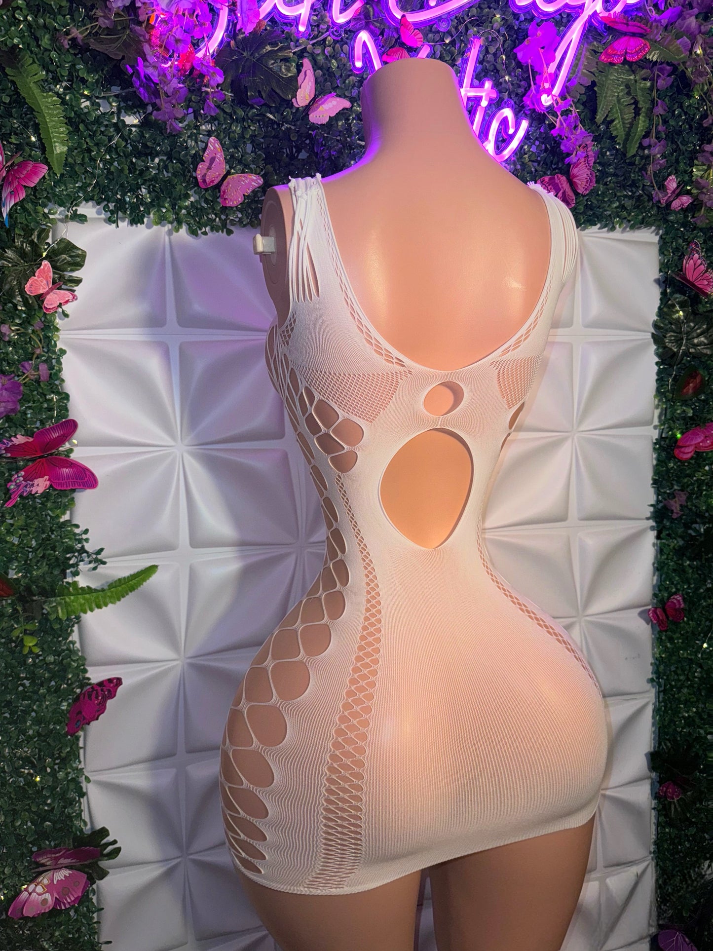 Tracie Fishnet Dress Fits XS-XL
