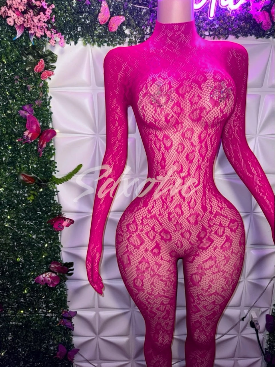 Sherice — Cheetah Fishnet Bodystocking and Clubwear Fits All Sizes