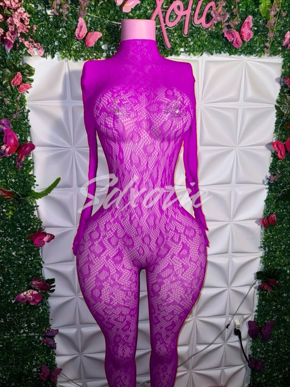 Sherice — Cheetah Fishnet Bodystocking and Clubwear Fits All Sizes
