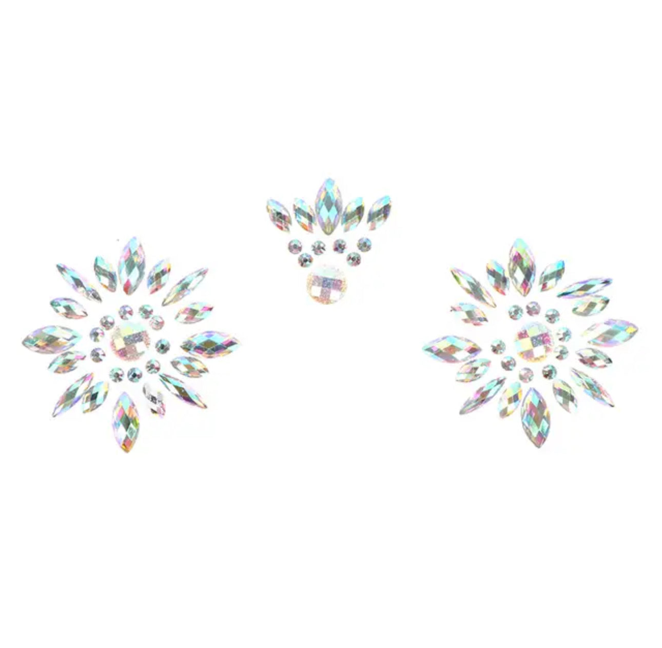 Crystal Pasties Mini Round Iridescent Silver 3 Piece Set