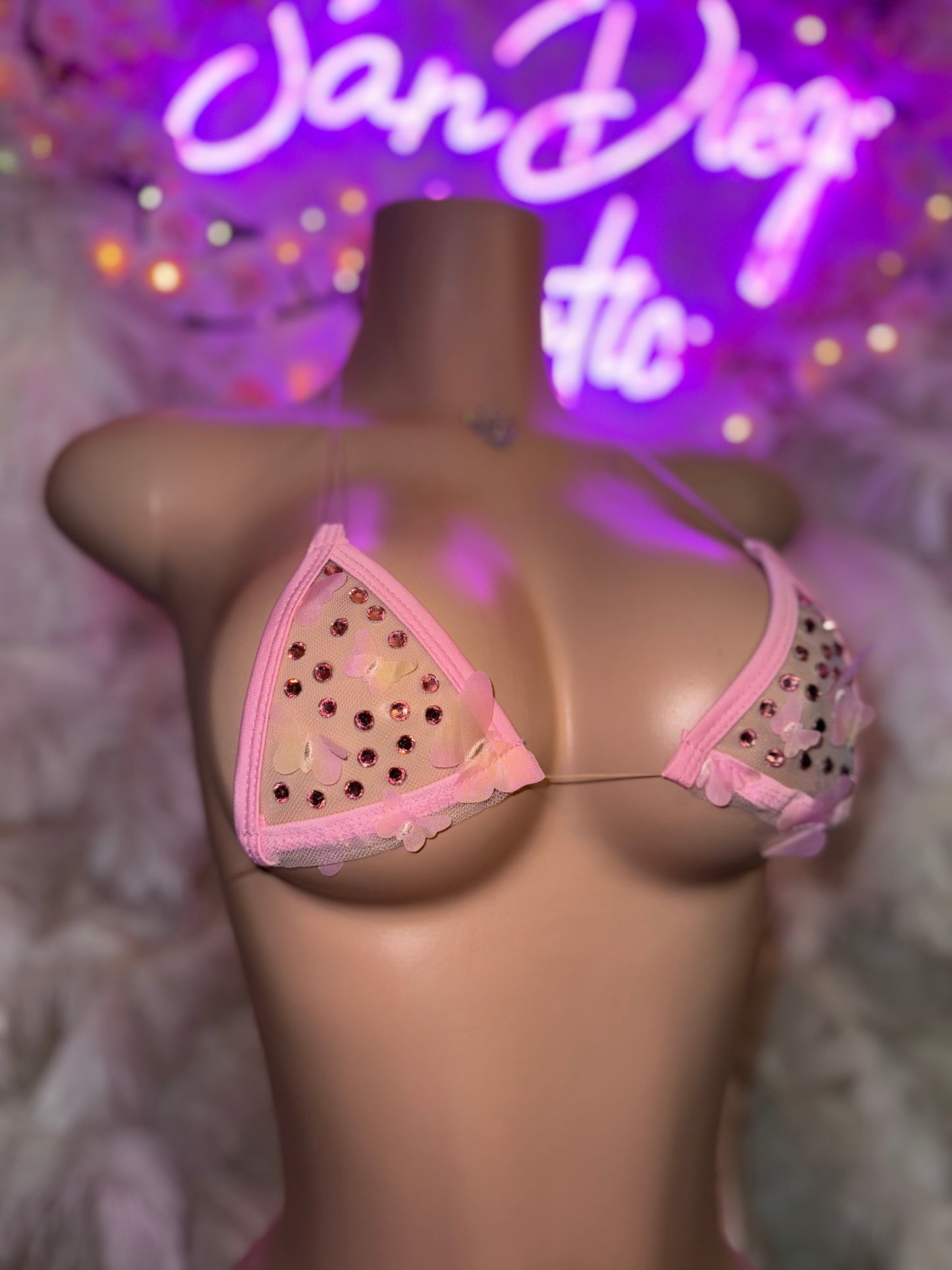 Fairy Princess Micro — 3D Sheer Butterfly Bikini in Light Pink Fits XS-M