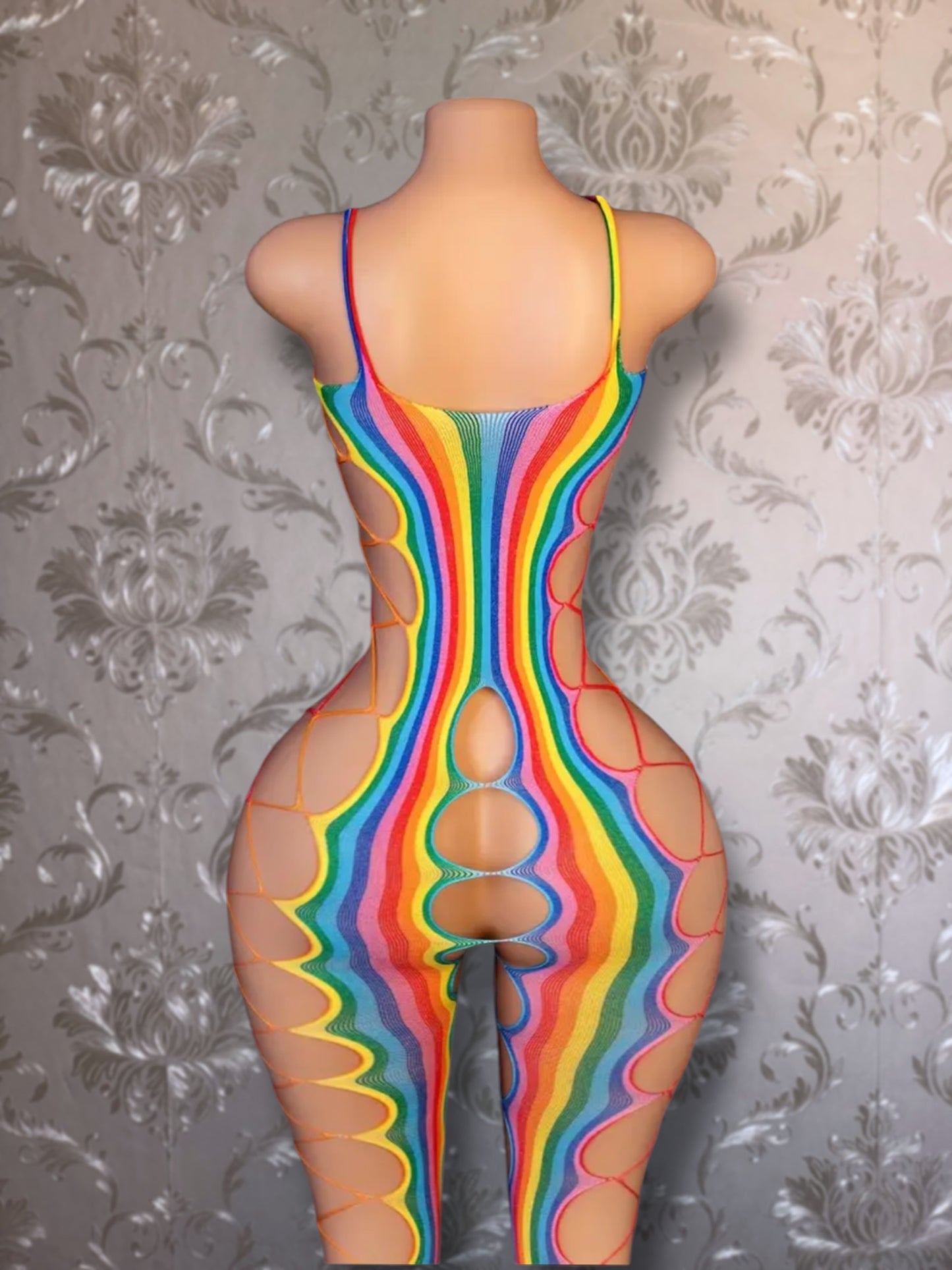 Isis Hollow Out Sides Fishnet Jumpsuit Bodystocking Fits XS-L